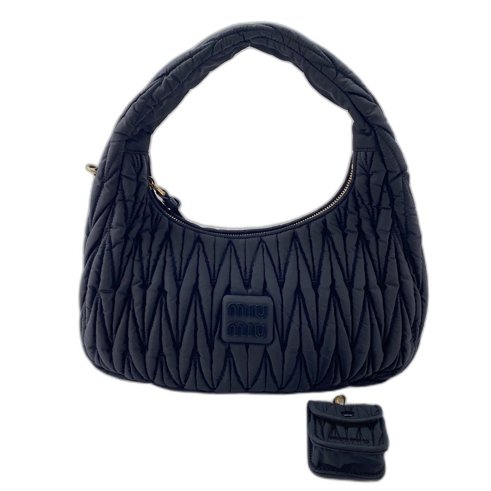 Miu Miu Miu Wonder Matelassé Handbag, Nylon, Black